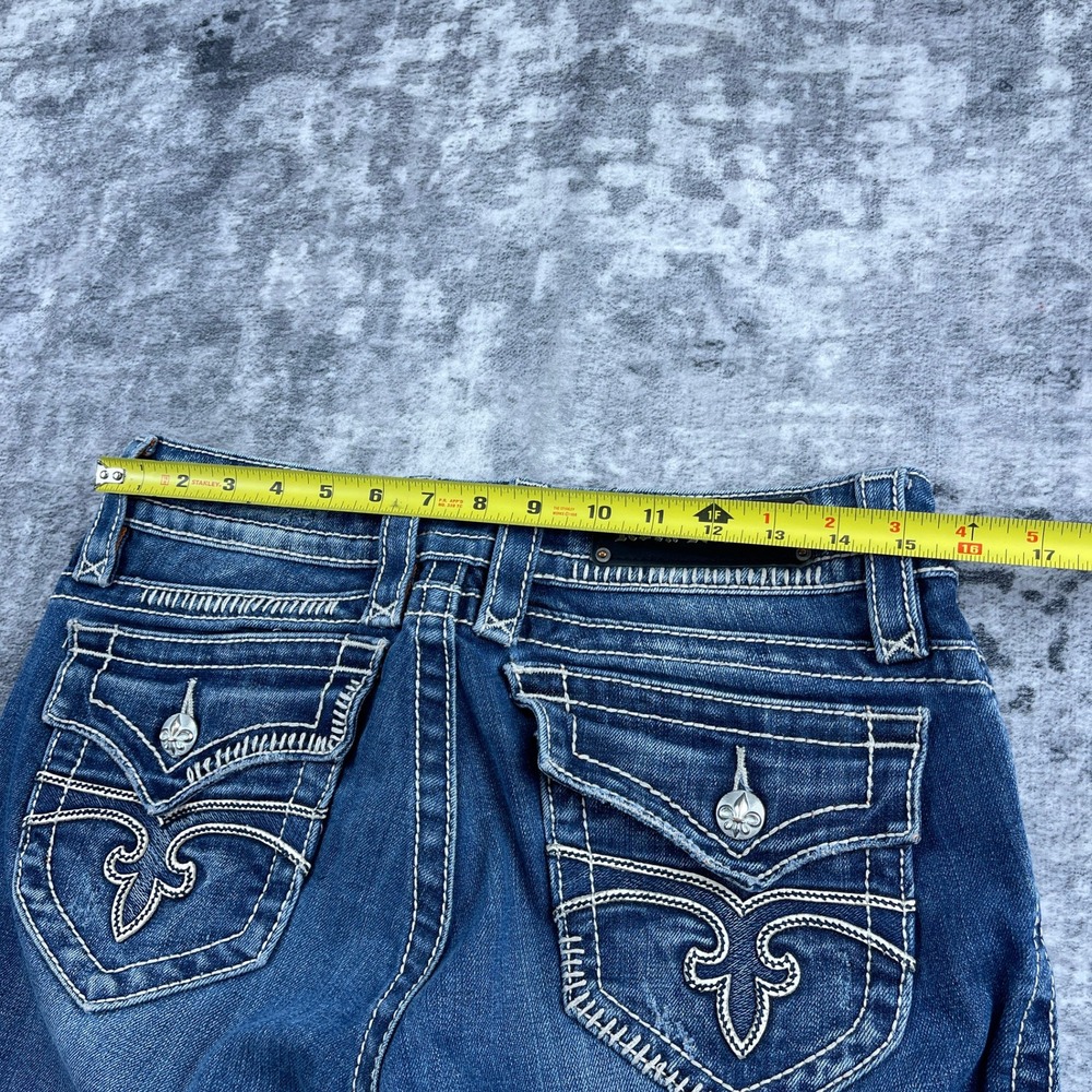 Rock Revival Womens 30 Jen 05 Bootcut Jeans Solid Blue Denim Embellished Y2K - Picture 5 of 16